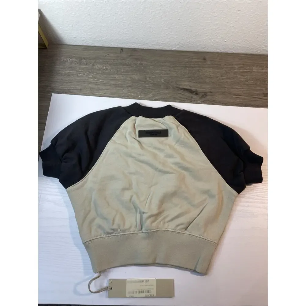 Fear of God Essentials Kids Short Sleeve Sweatshirt Two Tone Wheat Black XXS NWT